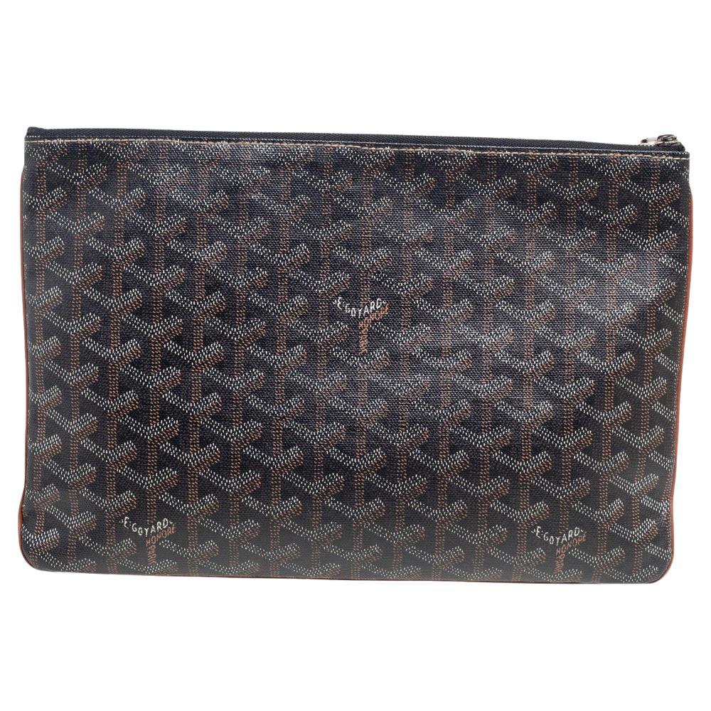 Goyard Brown Goyardine Coated Canvas Senat MM Clutch