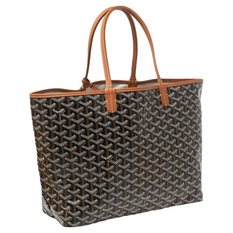 Goyard Black and Tan Goyardine Chevroches Calf Saint Louis PM Tote , 2023 (Like New), Black/Brown Womens Handbag