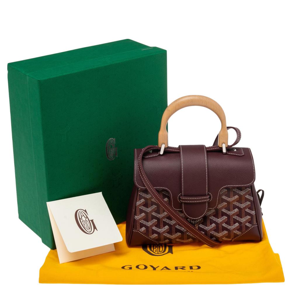 Goyard Burgundy Goyardine Canvas and Leather Mini Saigon Top Handle Bag 3