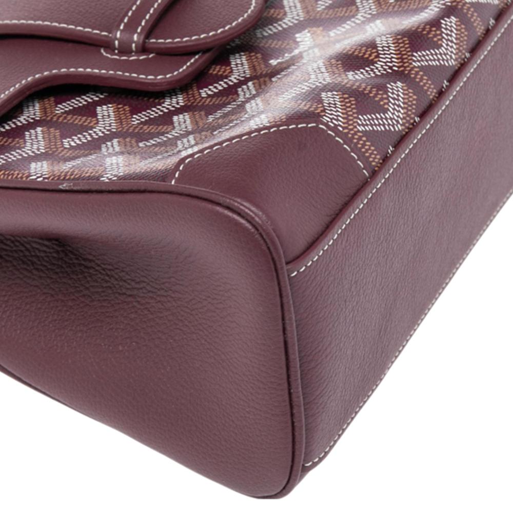 Goyard Burgundy Goyardine Canvas and Leather Mini Saigon Top Handle Bag In New Condition In Dubai, Al Qouz 2