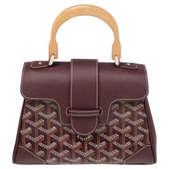 Used Goyard Burgundy Goyardine Canvas and Leather Mini Saigon Top Handle Bag