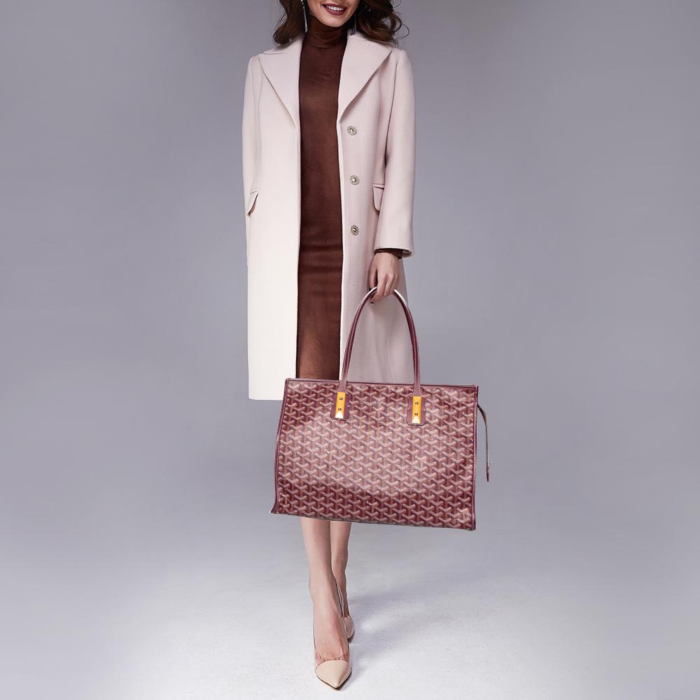 Goyard Burgund Goyardine beschichtetem Segeltuch und Leder Marquises Tote (Braun)