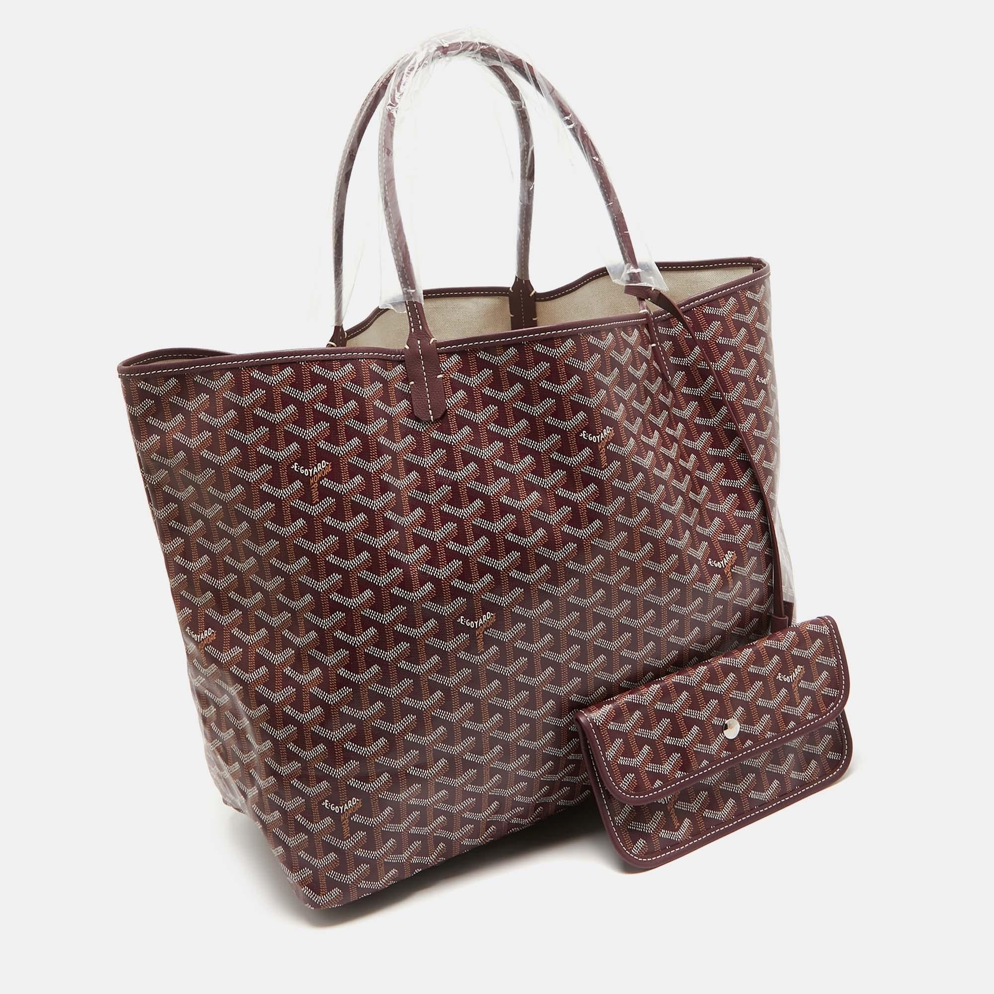 Goyard Burgundy Goyardine Coated Canvas and Leather Saint Louis GM Tote In Excellent Condition In Dubai, Al Qouz 2