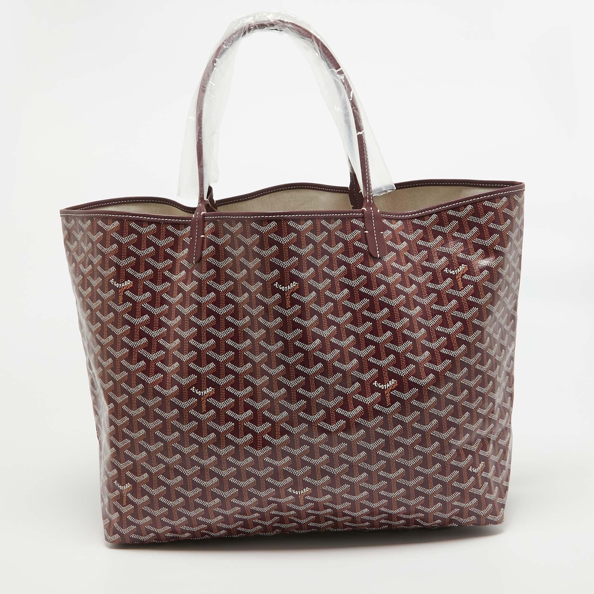 Women's Goyard Burgundy Goyardine Coated Canvas and Leather Saint Louis GM Tote