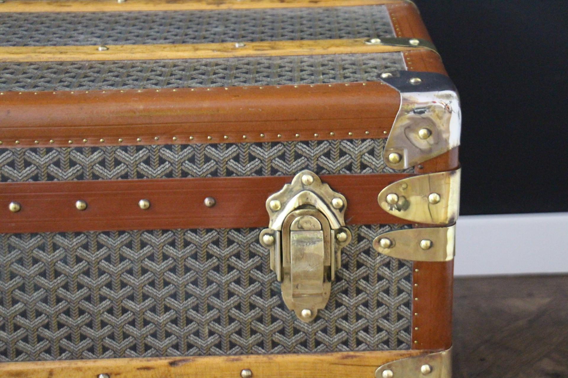 Goyard Cabine Trunk,  Baule Goyard da 110 cm in tela Chevrons In condizioni buone a Saint-Ouen, FR