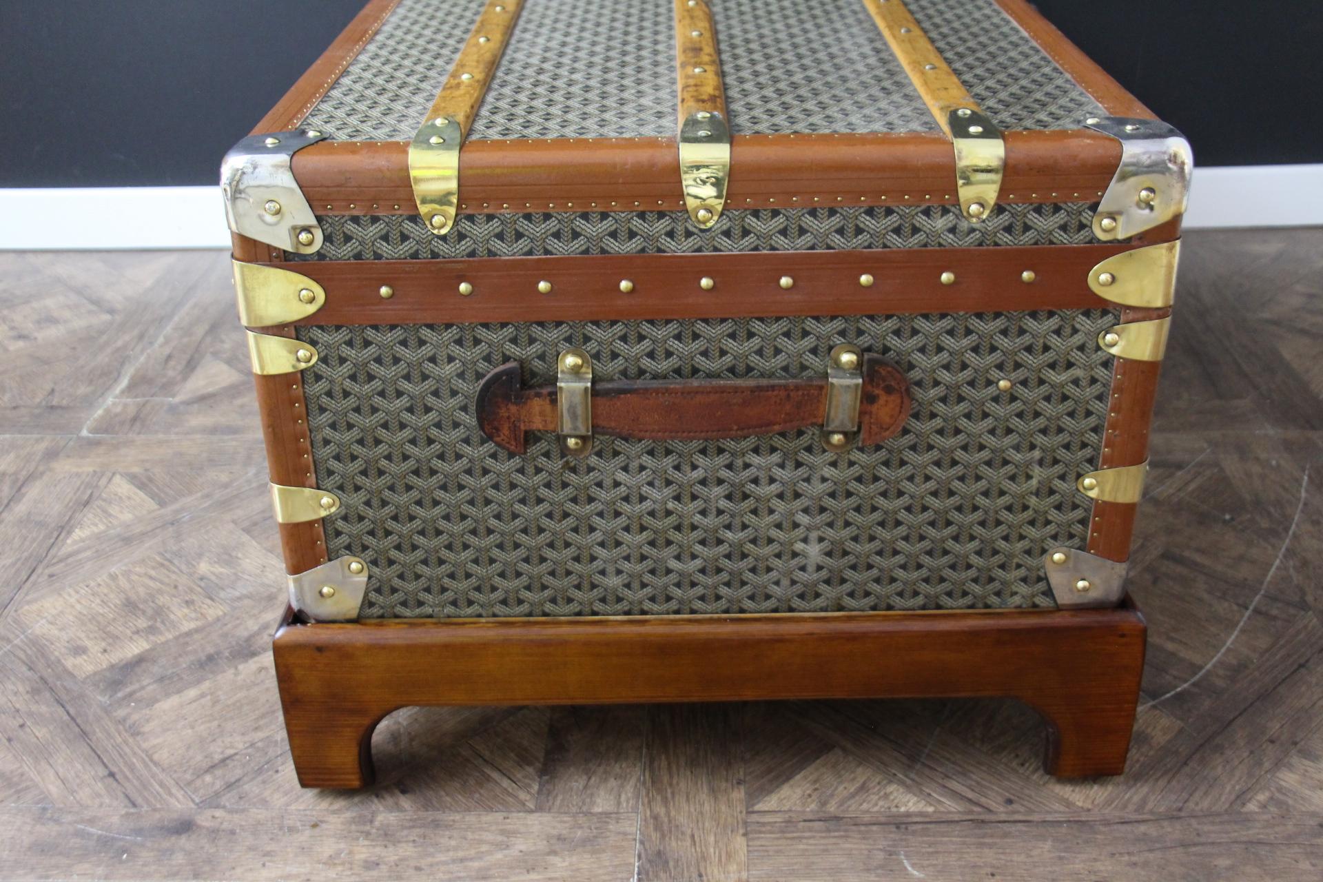 XX secolo Goyard Cabine Trunk,  Baule Goyard da 110 cm in tela Chevrons