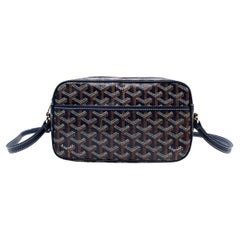 Goyard Cap Vert Goyardine Navy Blue Crossbody Bag