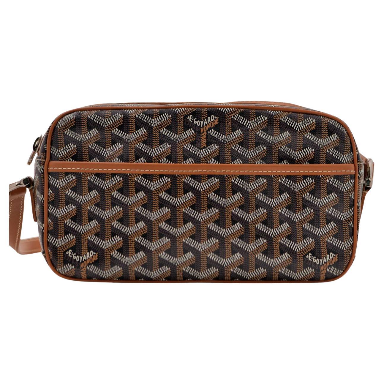 Goyard Cap-Vert PM Goyardine Canvas Brown Leather Crossbody Bag For Sale