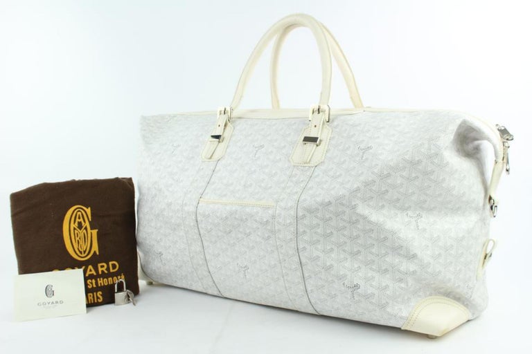 Goyard Chevron Boeing Duffle 15mz0114 White Coated Canvas Weekend/Travel Bag  For Sale at 1stDibs