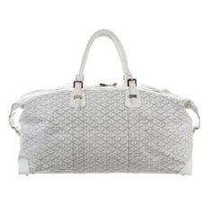 Vintage Goyard Chevron Boeing Duffle 15mz0114 White Coated Canvas Weekend/Travel Bag