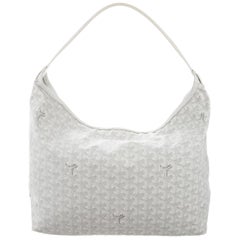 Goyard Chevron Fidji 226555 White Coated Canvas Hobo Bag