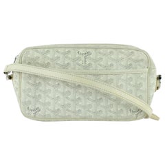 Vintage Goyard Chevron Goyardine Cap Vert 2186735921 White Coated Canvas Cross Body Bag