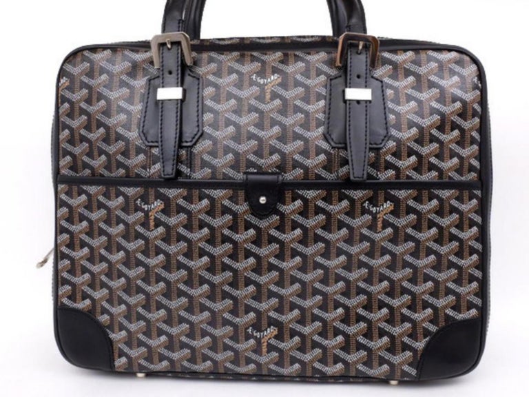 Goyard Chevron Goyardine Diplomat Briefcase Attache 230928 Black Laptop