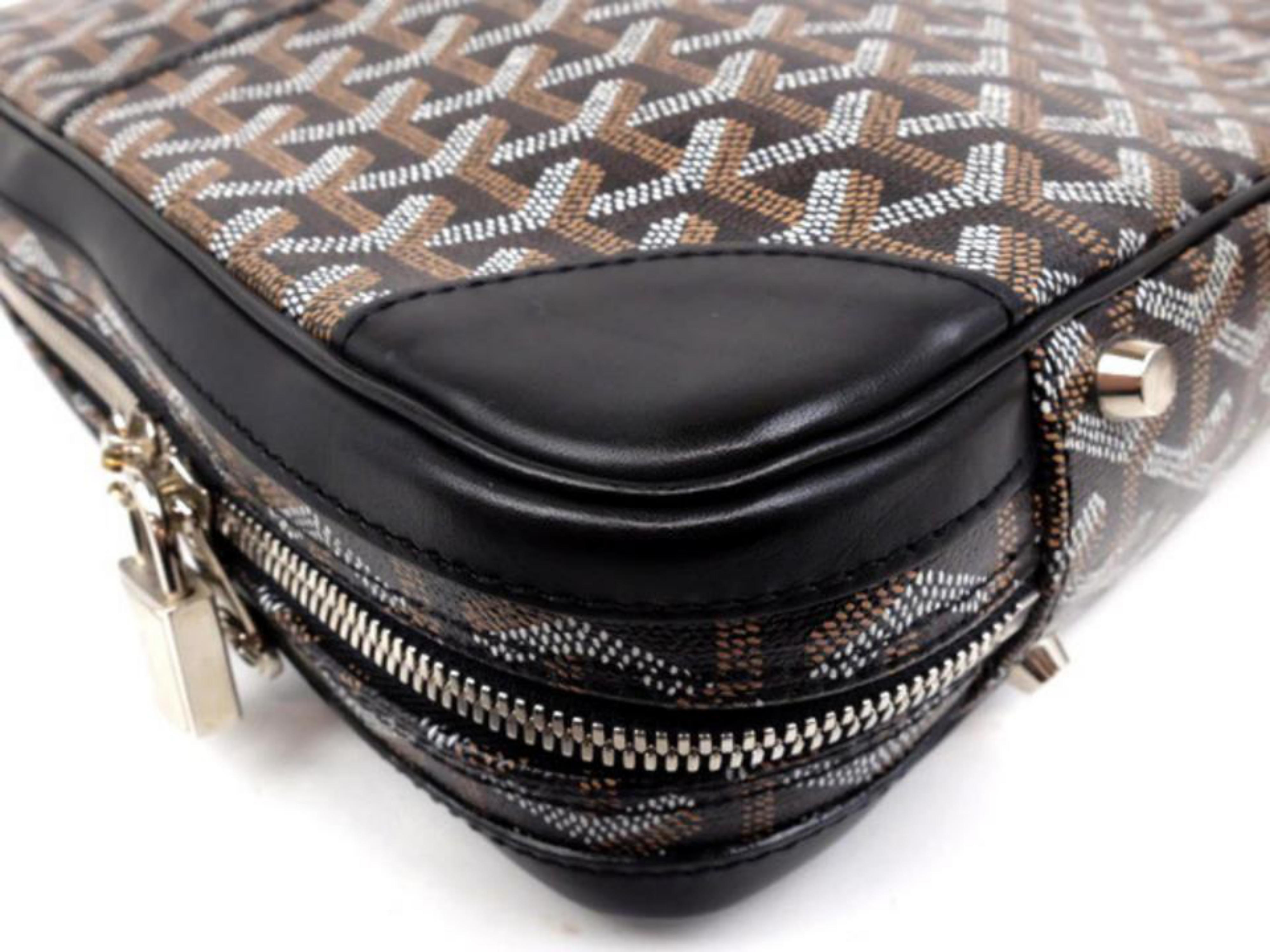 Women's Goyard Chevron Goyardine Diplomat Briefcase Attache 230928 Black Laptop Bag For Sale
