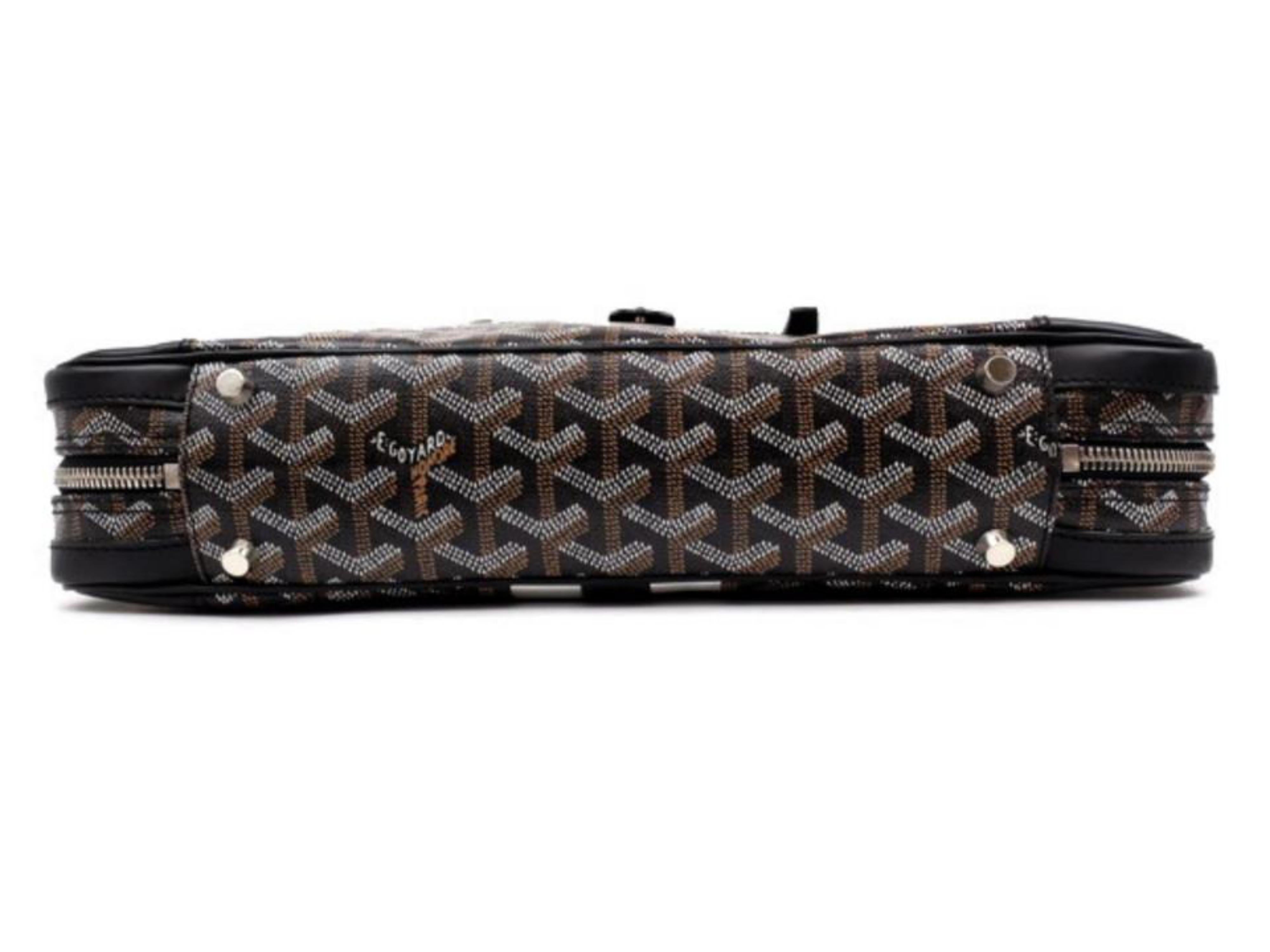 Goyard Chevron Goyardine Diplomat Briefcase Attache 230928 Black Laptop Bag For Sale 2