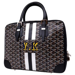Goyard Chevron Goyardine Diplomat Briefcase Attache 230928 Black Laptop Bag
