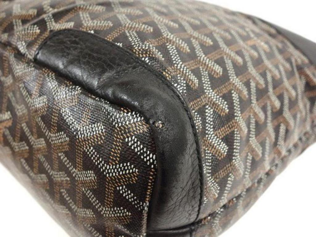 Goyard Chevron Goyardine Fidji Hobo 230935 Black Coated Canvas Shoulder Bag For Sale 6