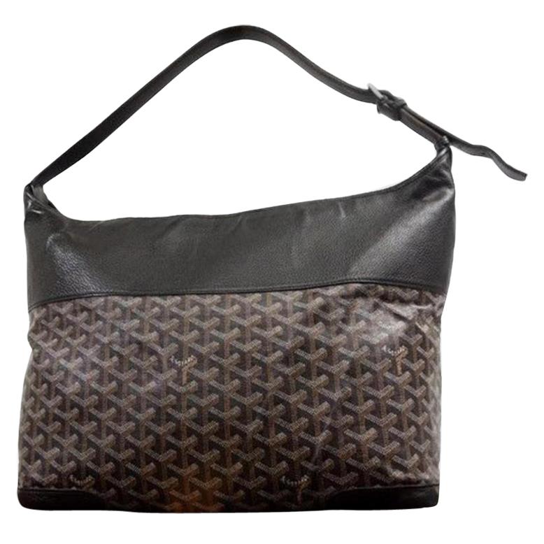 Goyard Chevron Goyardine Fidji Hobo 230935 Black Coated Canvas Shoulder Bag For Sale