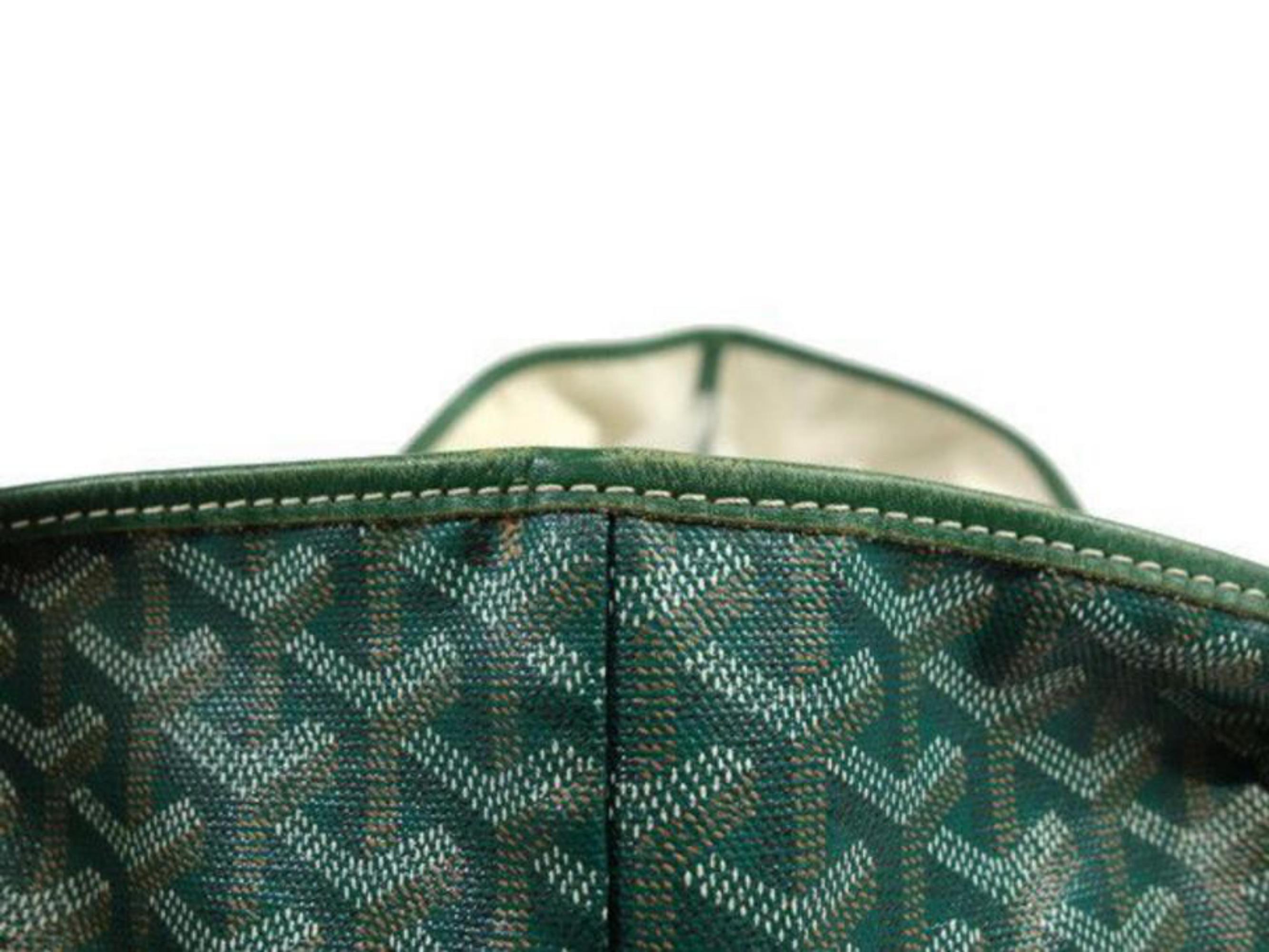 Gray Goyard Chevron Goyardine St Louis with Pouch 231311 Green Coated Canvas Tote