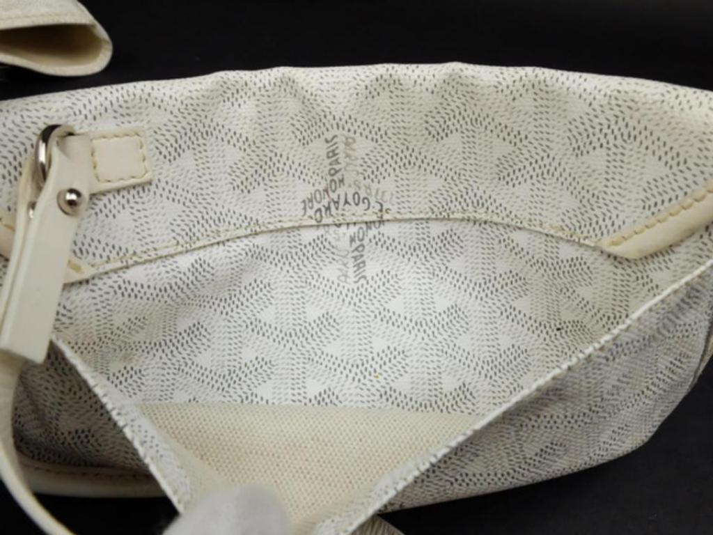 Goyard Chevron Goyardine St Louis with Pouch 232815 White Coated Canvas Tote For Sale 5