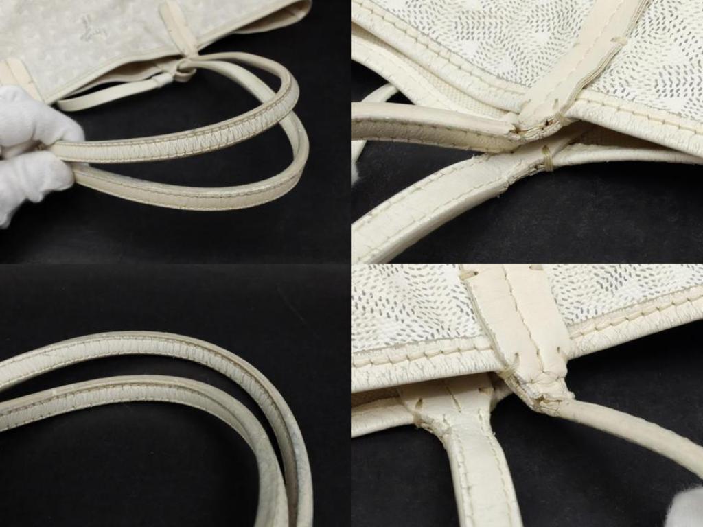 Goyard Chevron Goyardine St Louis with Pouch 232815 White Coated Canvas Tote For Sale 1