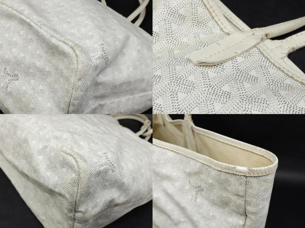 Goyard Chevron Goyardine St Louis with Pouch 232815 White Coated Canvas Tote For Sale 3