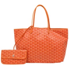 Goyard Chevron Goyardine St Louis with Pouch 232835 Orange Coated Canvas Tote