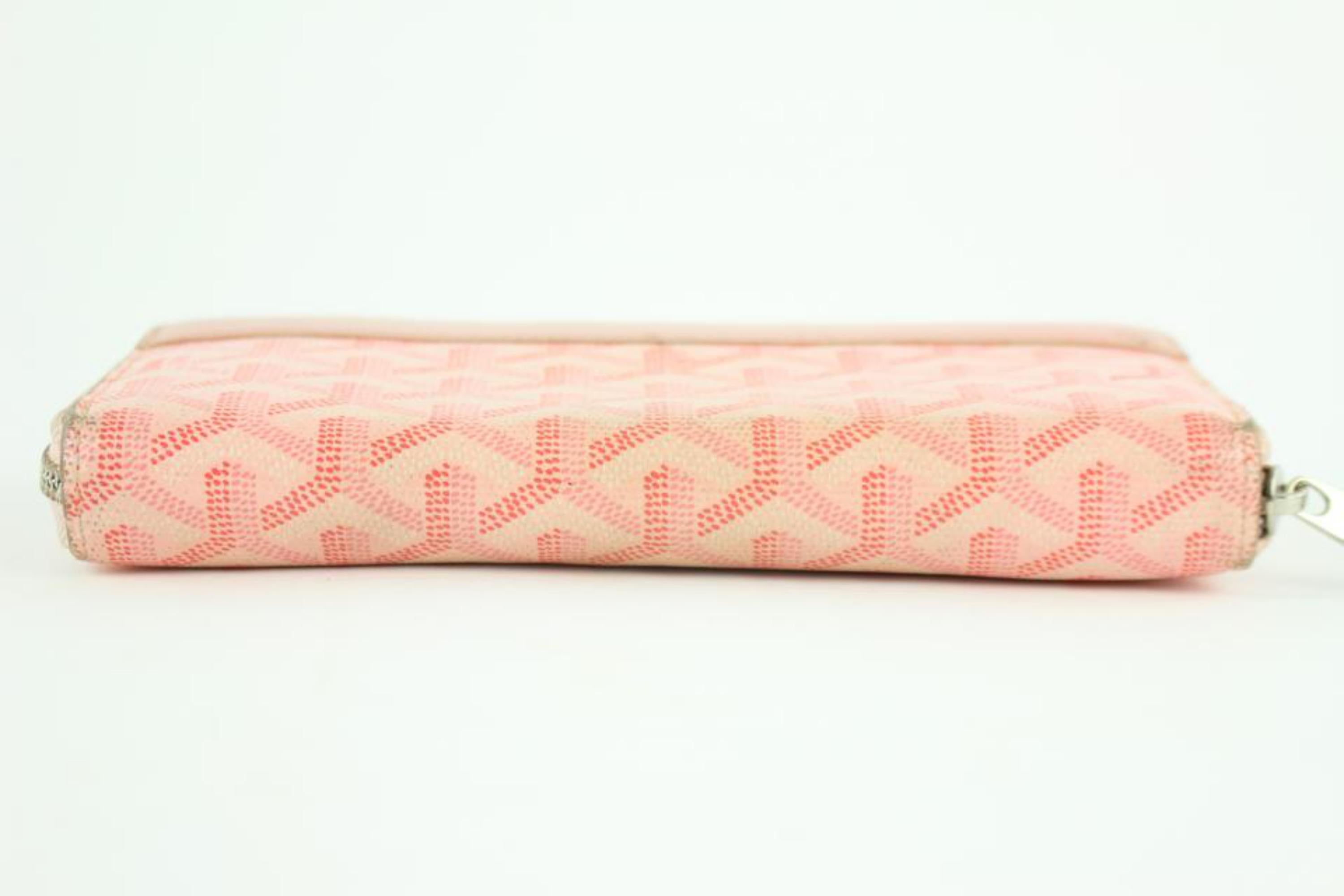 Goyard Chevron Matignon Long Zip Around Wallet 231790 Pink Coated Canvas Clutch For Sale 2