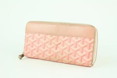 Goyard Chevron Matignon Long Zip Around Wallet 231790 Pink Coated Canvas Clutch