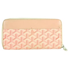 Goyard Chevron Matignon Long Zip Around Wallet 231790 Pink Coated Canvas Clutch