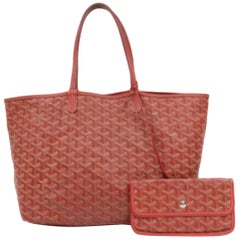 Goyard Chevron Saint Louis with Pouch 229348 Red Coated Canvas Tote