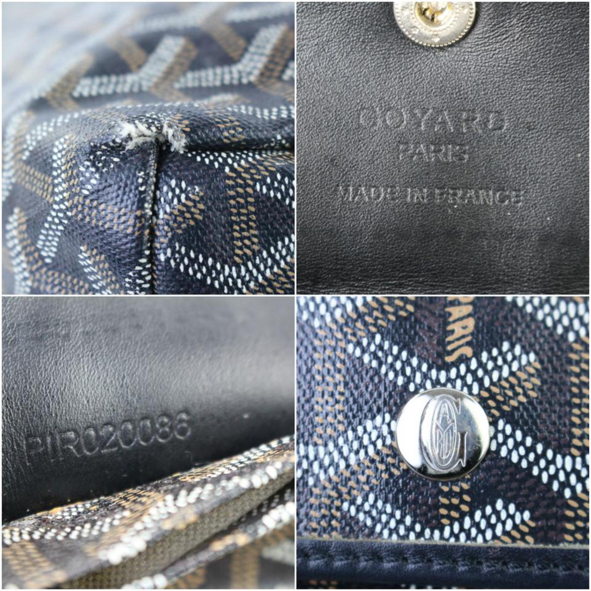 Goyard Chevron St Louis 223829 Black Canvas Tote In Fair Condition For Sale In Forest Hills, NY