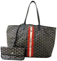 Goyard Chevron St Louis 223829 Black Canvas Tote