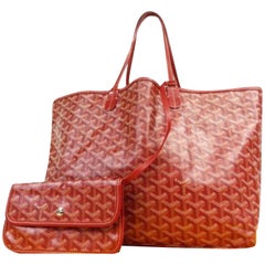 Goyard Chevron St Louis with Pouch 231060 Red Coated Canvas Tote