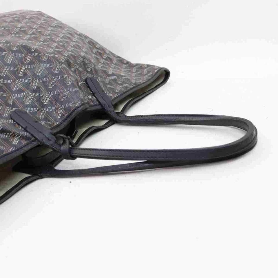 Goyard - Fourre-tout St Louis à chevrons avec pochette 860089 en toile enduite noire en vente 5