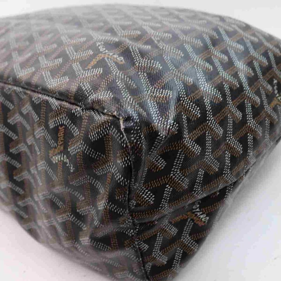 Goyard - Fourre-tout St Louis à chevrons avec pochette 860089 en toile enduite noire en vente 7