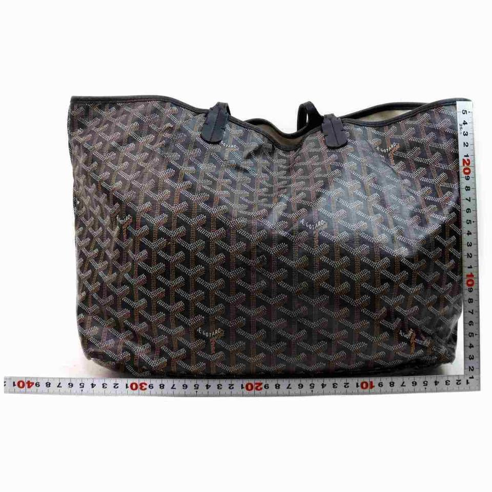 Goyard - Fourre-tout St Louis à chevrons avec pochette 860089 en toile enduite noire en vente 1