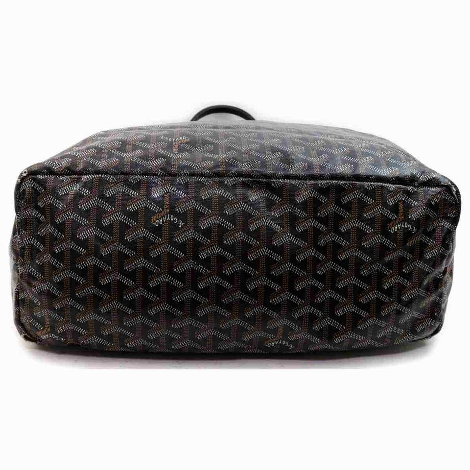Women's Goyard Chevron St Louis with Pouch 860089 Black Coated Canvas Tote