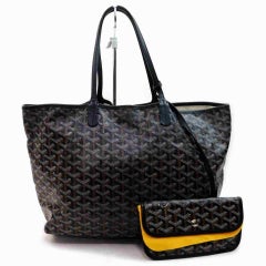Goyard Chevron St Louis with Pouch 860089 Black Coated Canvas Tote