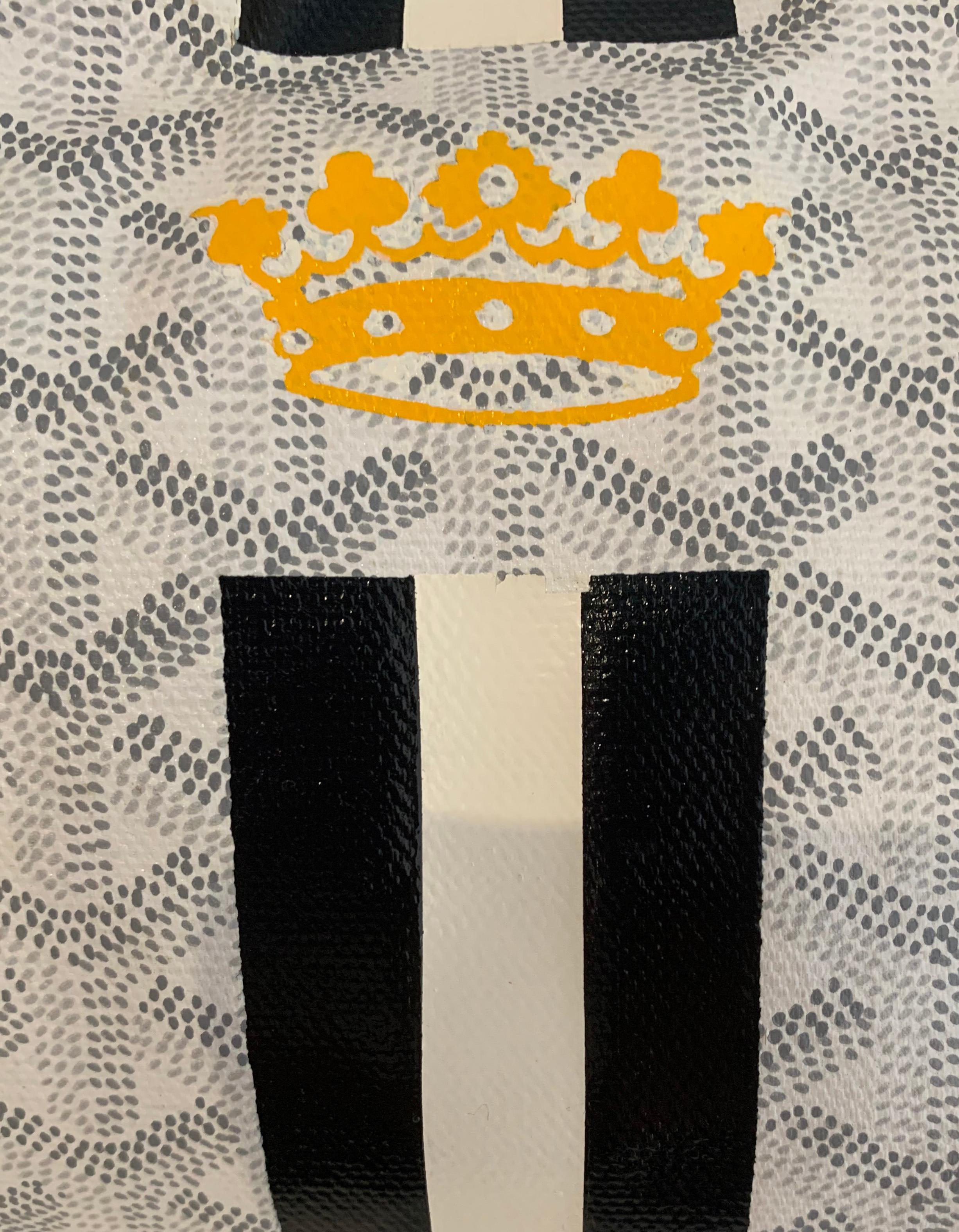 goyard blue bag with gold crown