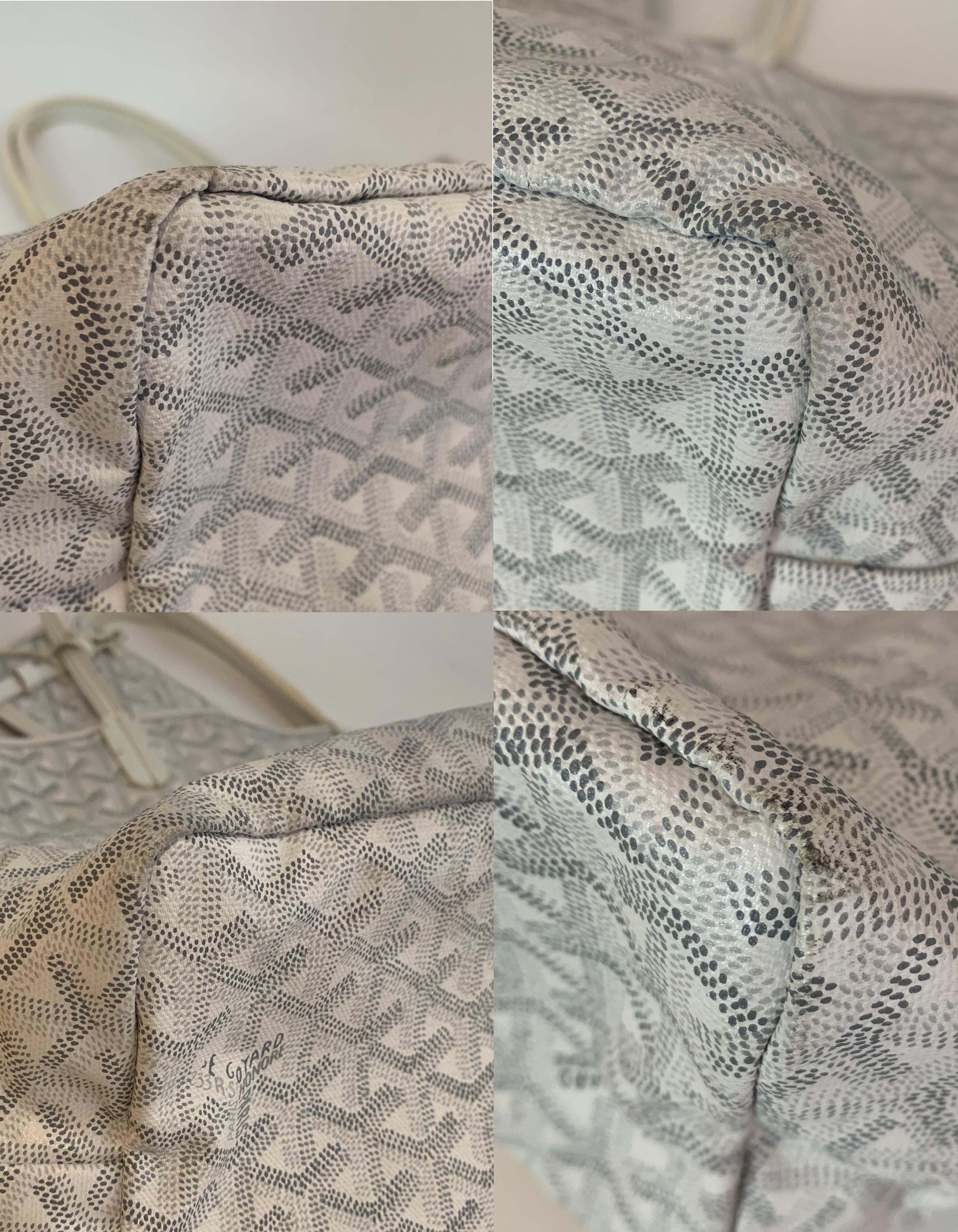 Goyard COLLECTORS White Goyardine Saint Louis PM Tote Bag w/ Stripe & Crown In Good Condition In New York, NY
