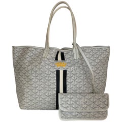 Goyard COLLECTORS Fourre-tout Goyardine Saint Louis PM blanc avec rayures & Couronne