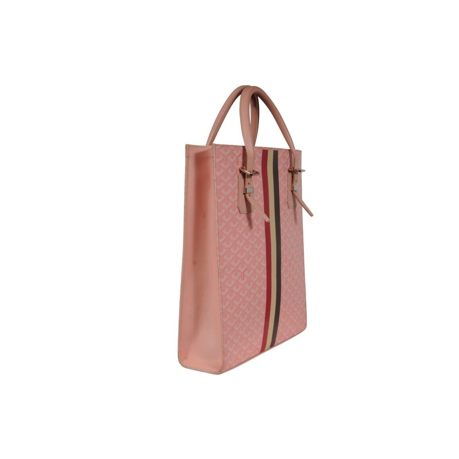 Goyard Comores Tote Bag Rose Pink Purple Striped Canvas Travel Top Handle Purse For Sale 6