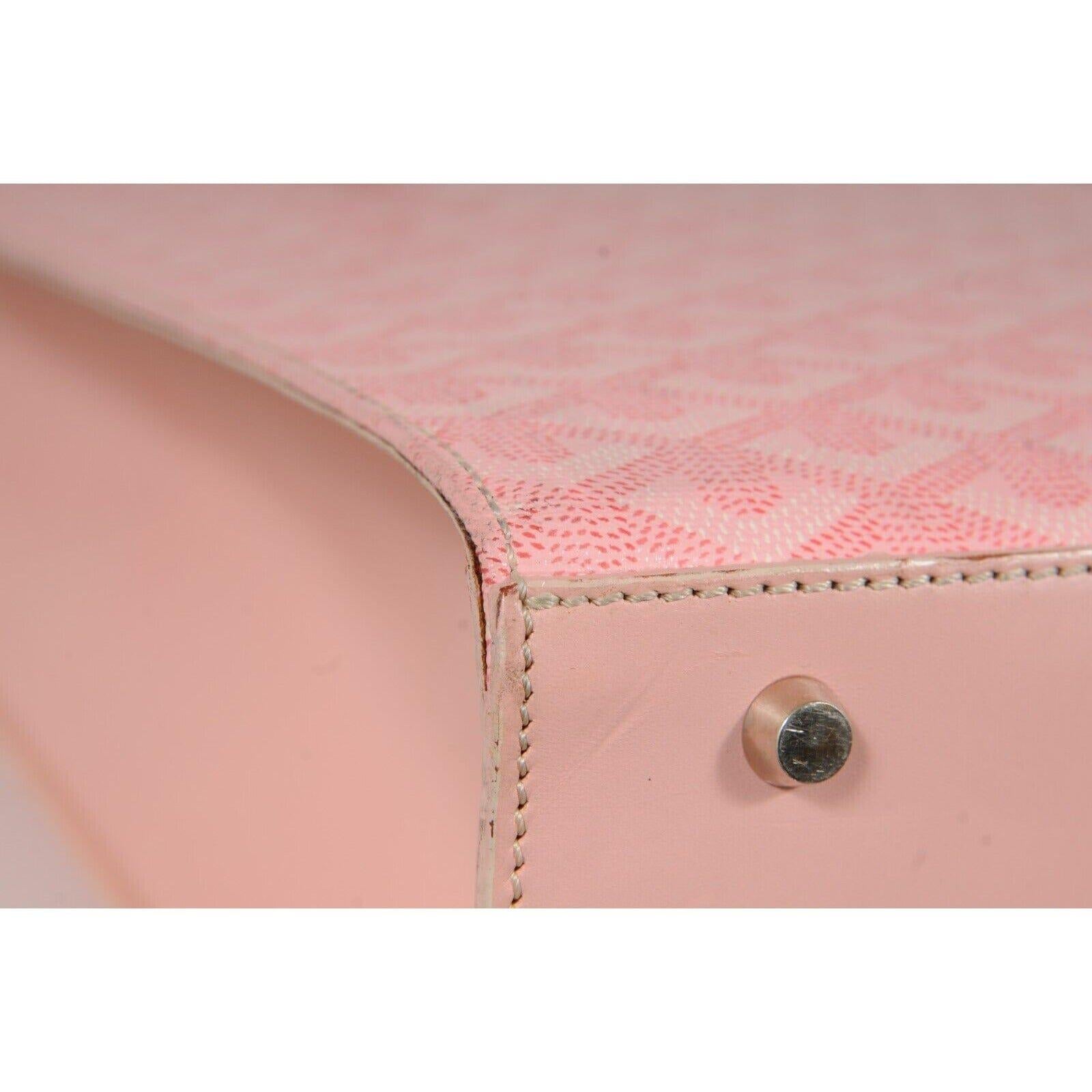 Goyard Comores Tote Bag Rose Pink Purple Striped Canvas Travel Top Handle Purse For Sale 8