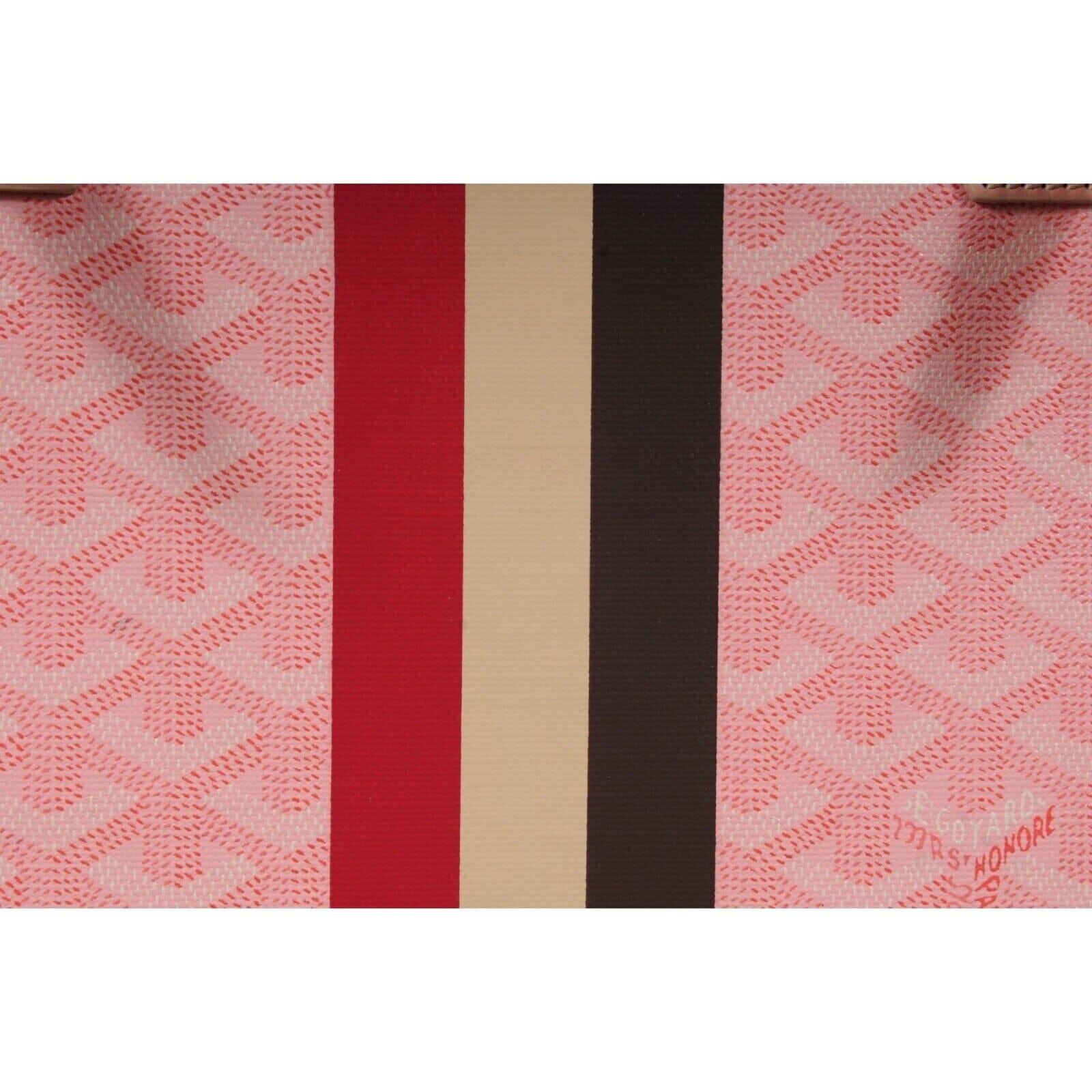 Brown Goyard Comores Tote Bag Rose Pink Purple Striped Canvas Travel Top Handle Purse For Sale