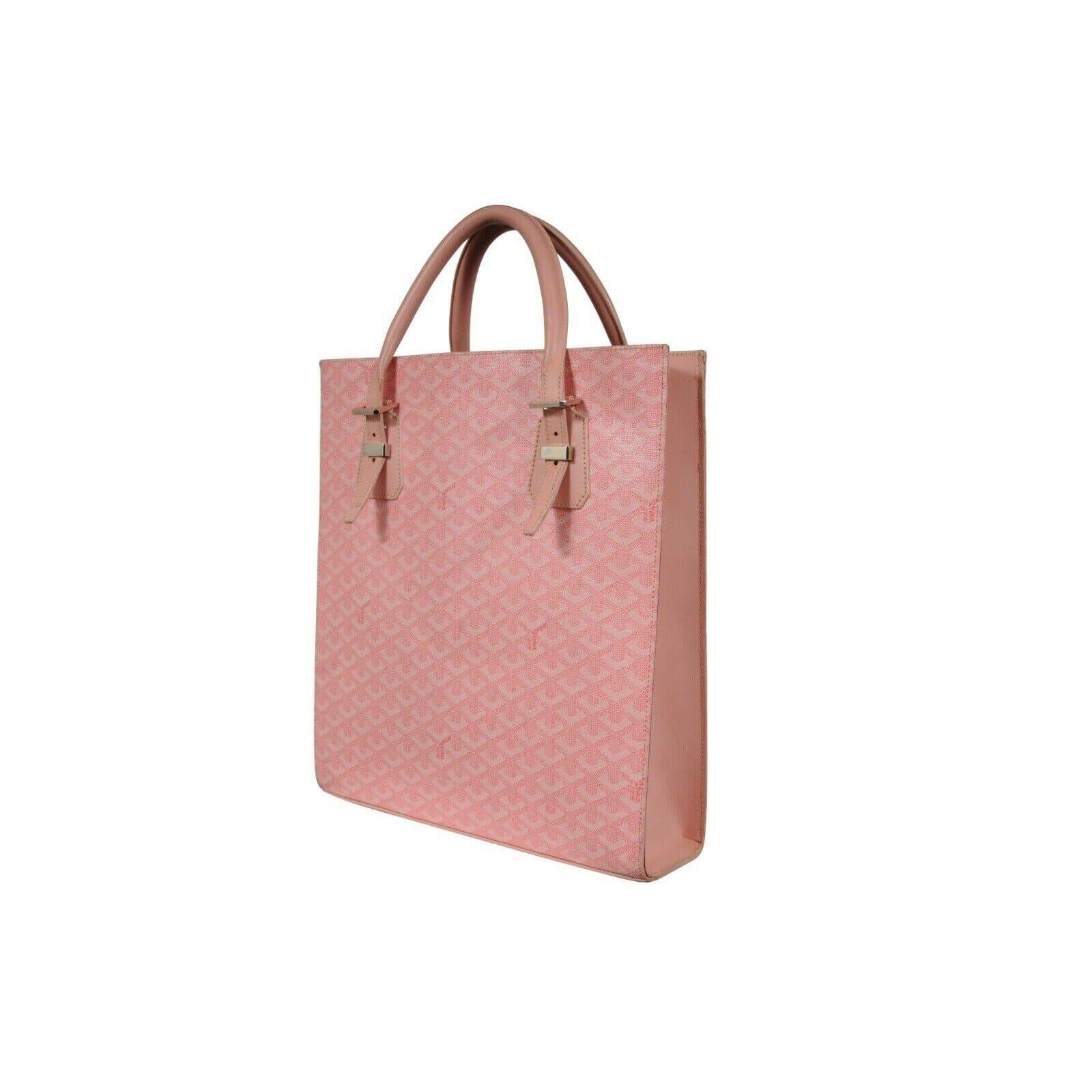 Goyard Comores Tote Bag Rose Pink Purple Striped Canvas Travel Top Handle Purse For Sale 1