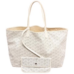 Goyard Saint Louis PM white and cream tote bag coated canvas with