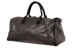 Goyard Croisiere 50 Black Leather Duffle Travel Carry On Vacation Weekend Bag
