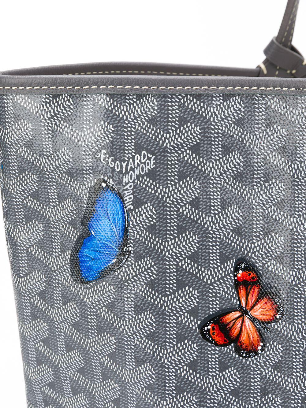 Goyard maßgeschneiderte Tasche mit grauem „Butterflies“-Monogramm, St Louis PM (Grau)
