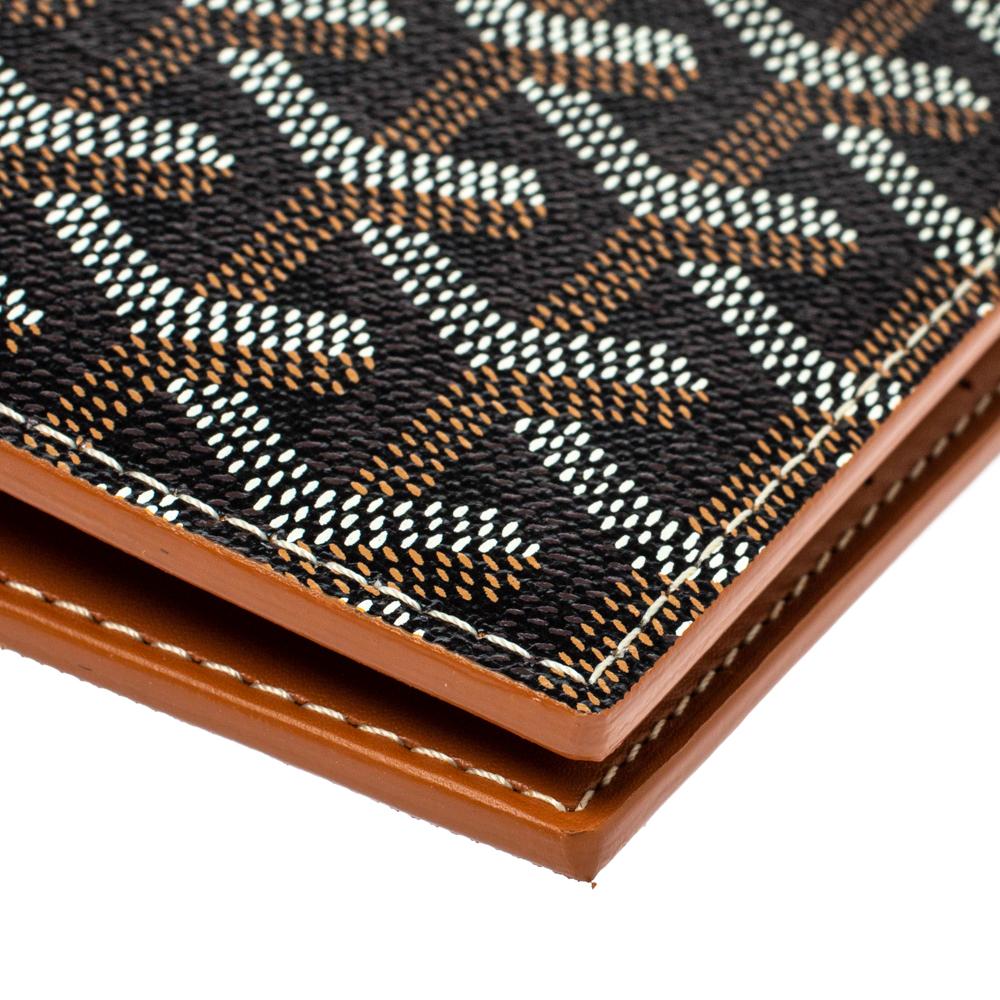 Black Goyard Dark Brown Goyardine Coated Canvas Grenelle Passport Holder